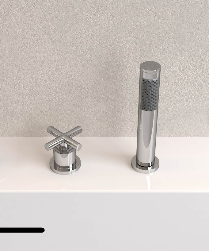 Rubinetto miscelatore per vasca-doccia a 5 fori da appoggio Cromato - Corbeau