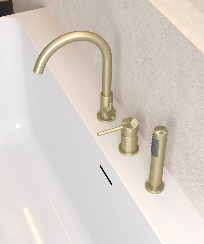 Miscelatore per vasca da appoggio a 3 fori Dorato spazzolato - Corbeau