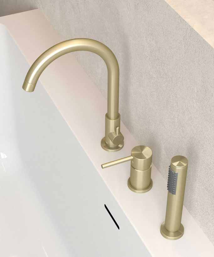 Miscelatore per vasca da appoggio a 3 fori Dorato spazzolato - Corbeau