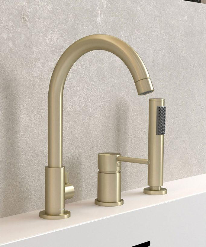 Miscelatore per vasca da appoggio a 3 fori Dorato spazzolato - Corbeau