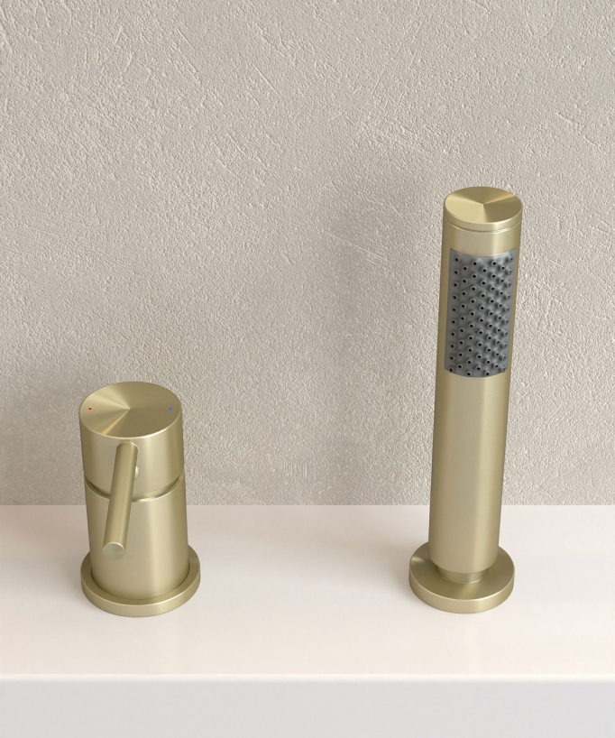 Miscelatore per vasca da appoggio a 3 fori Dorato spazzolato - Corbeau