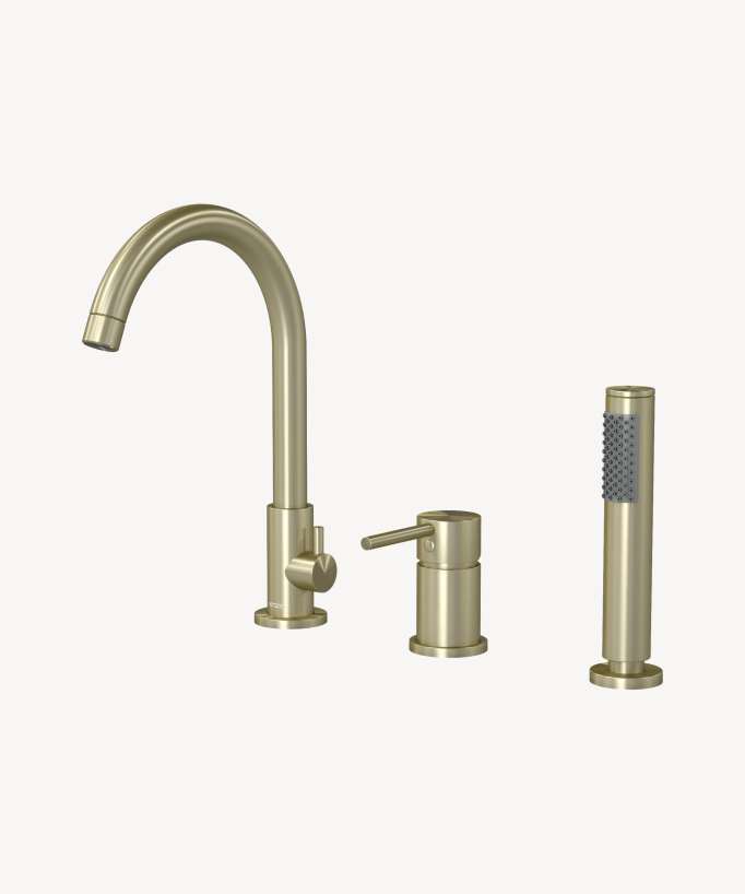 Miscelatore per vasca da appoggio a 3 fori Dorato spazzolato - Corbeau - small