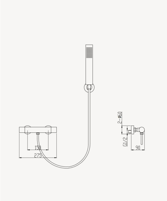 Miscelatore termostatico per doccia a muro Moka spazzolato - Corbeau