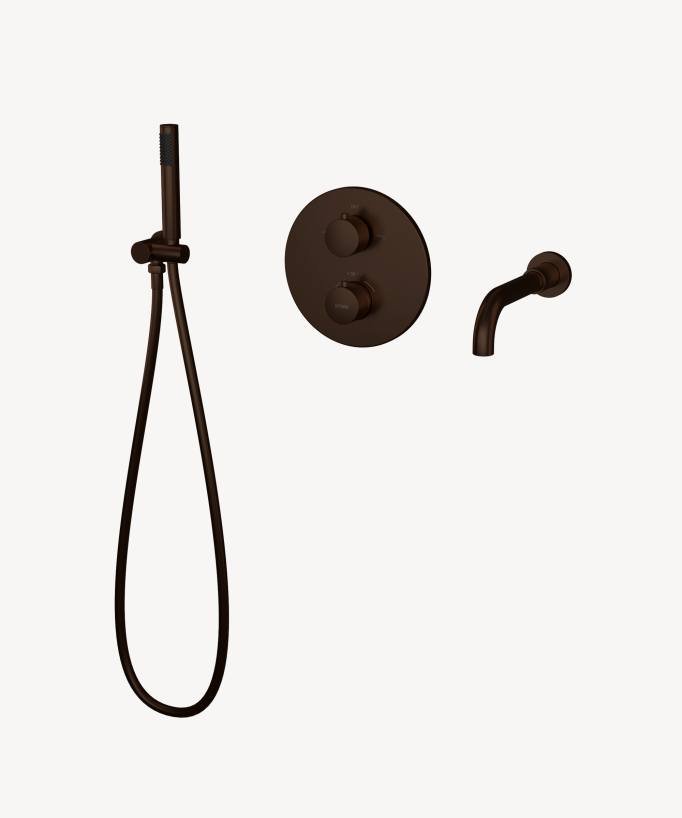 Miscelatore termostatico per vasca a incasso Moka spazzolato - Corbeau