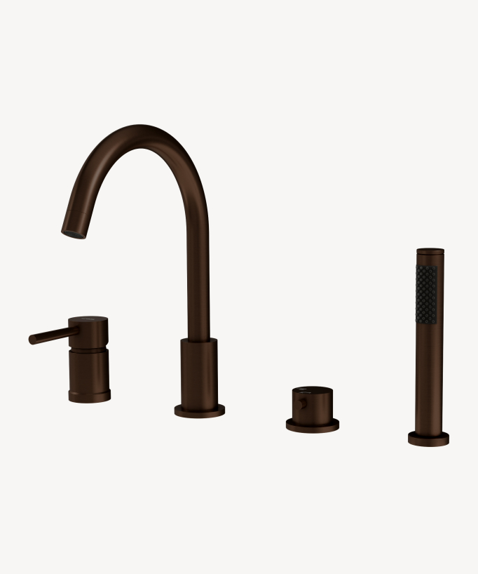 Miscelatore per vasca bordo 4 fori Moka spazzolato - Corbeau