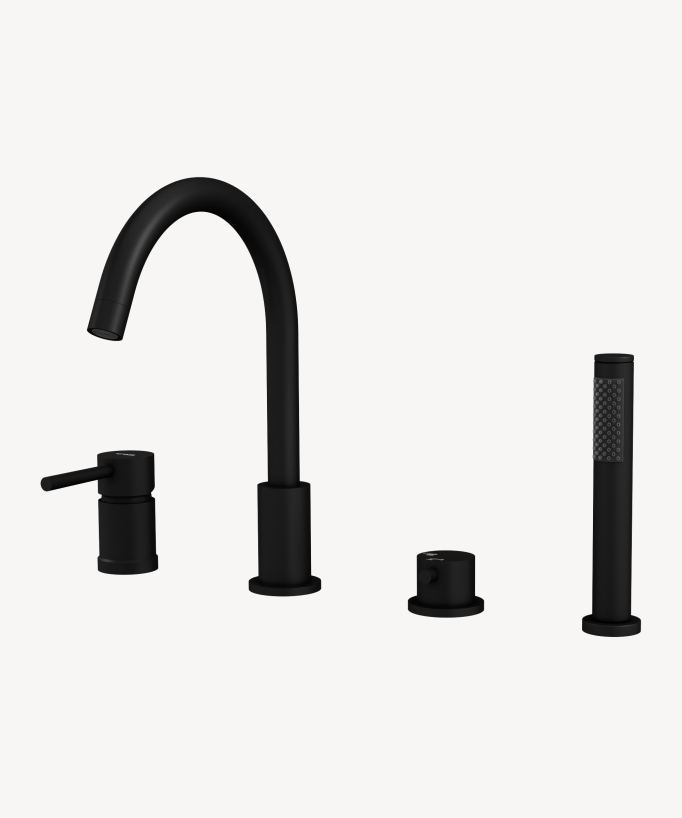 Rubinetto miscelatore per vasca-doccia a 4 fori da appoggio Nero - Corbeau - small