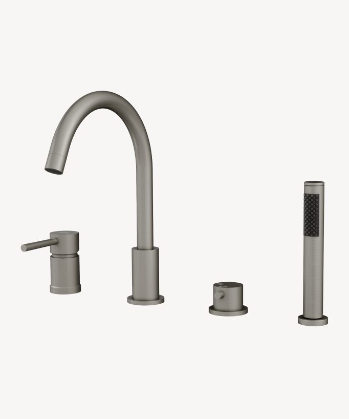 Miscelatore per vasca bordo 4 fori Nickel spazzolato - Corbeau