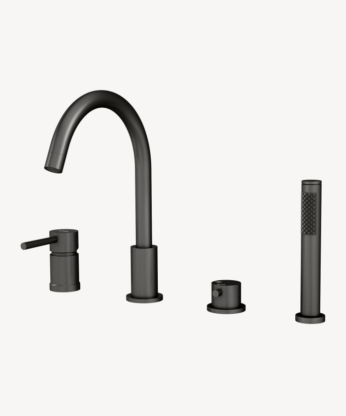 Miscelatore per vasca bordo 4 fori Gun metal - Corbeau