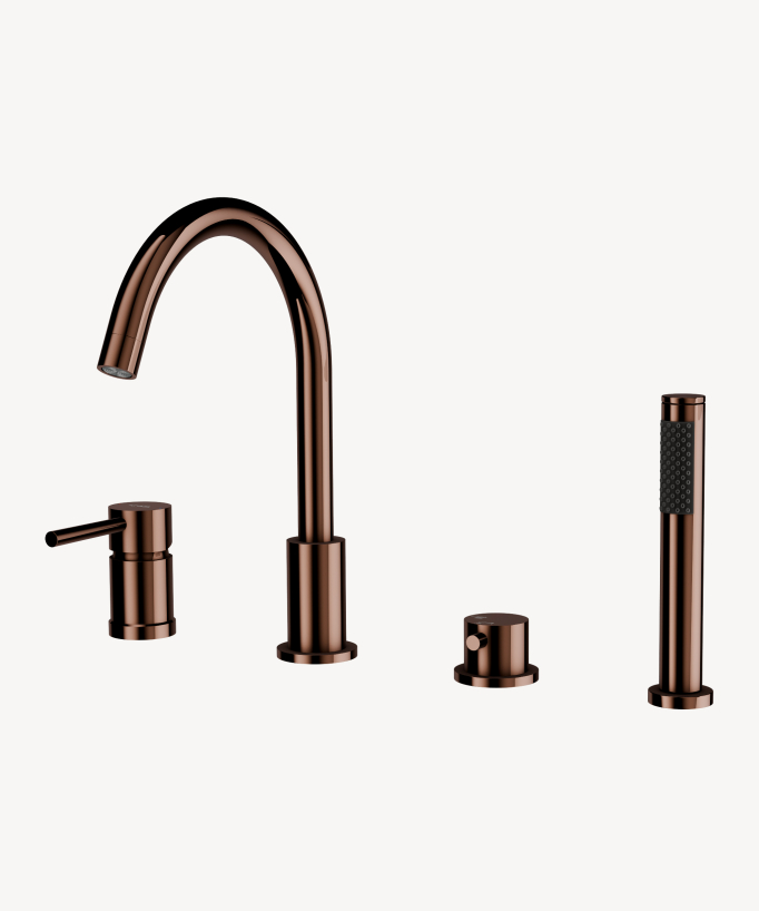 Miscelatore per vasca bordo 4 fori Oro rosa - Corbeau