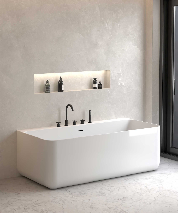 Rubinetto miscelatore per vasca-doccia a 5 fori da appoggio Nero - Corbeau