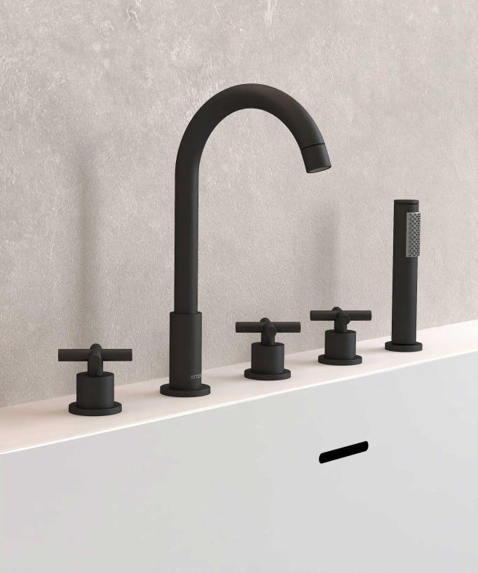 Rubinetto miscelatore per vasca-doccia a 5 fori da appoggio Nero - Corbeau