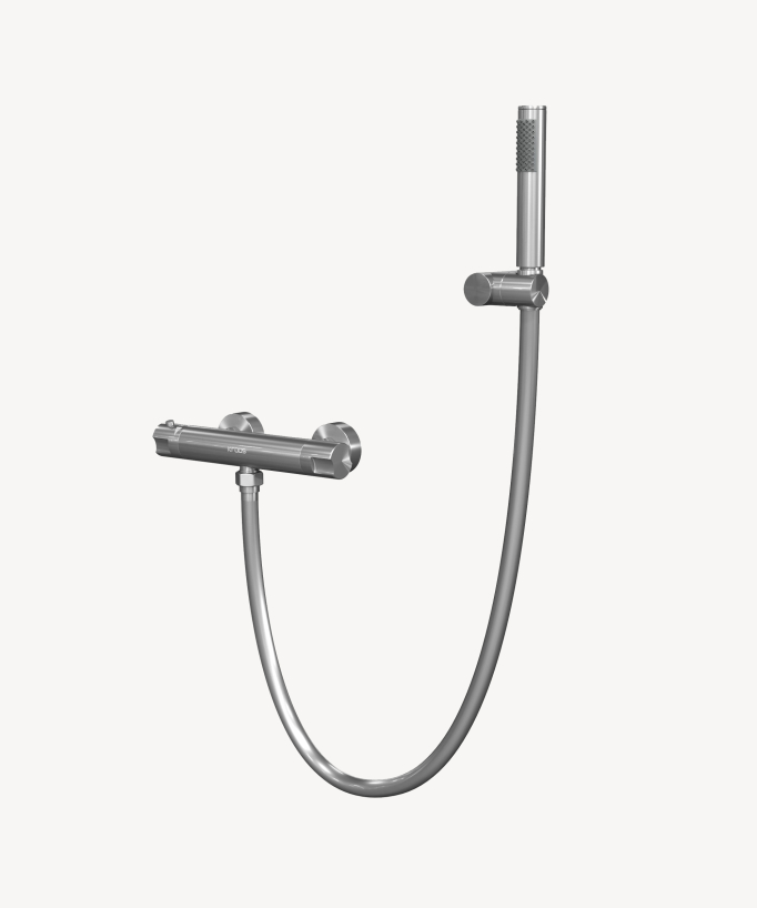 Miscelatore termostatico per doccia a parete in nichel spazzolato - Corbeau - small