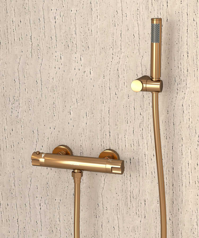 Miscelatore termostatico per doccia oro rosa - Corbeau - small