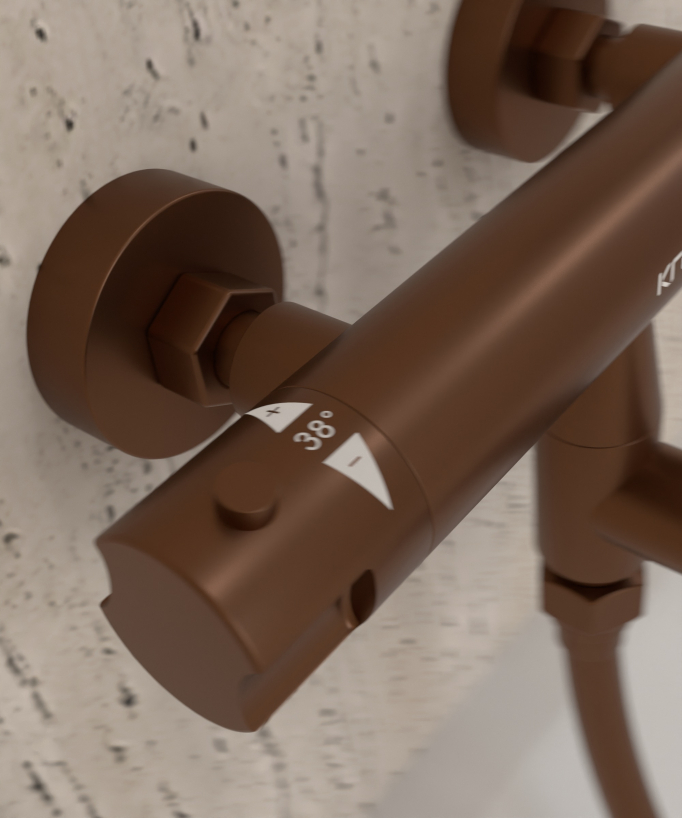 Miscelatore vasca a parete termostatico oro rosa spazzolato - Corbeau