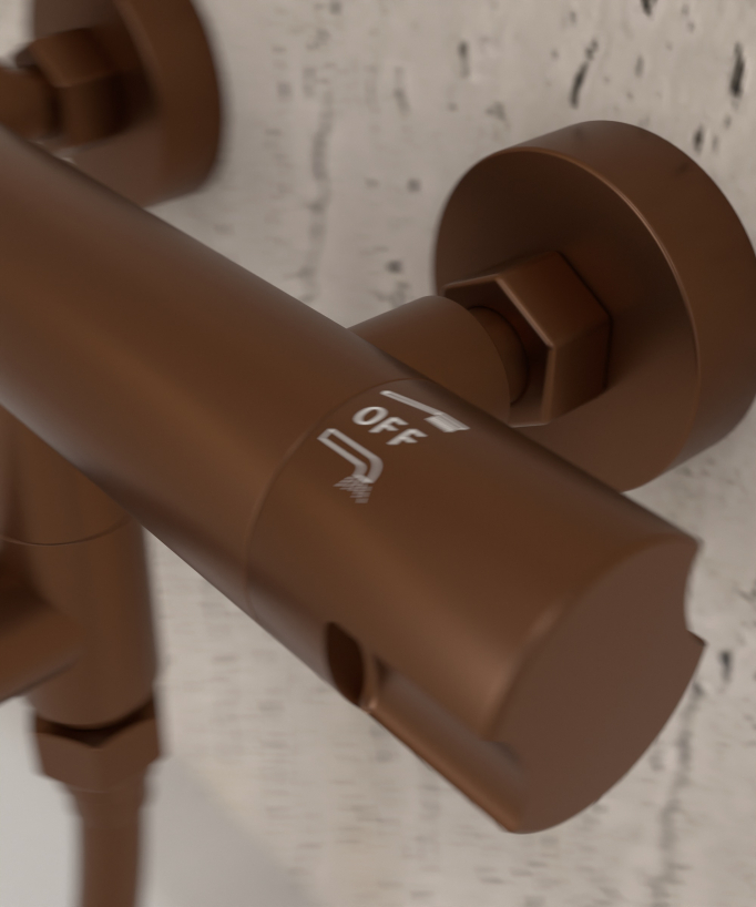 Miscelatore vasca a parete termostatico oro rosa spazzolato - Corbeau