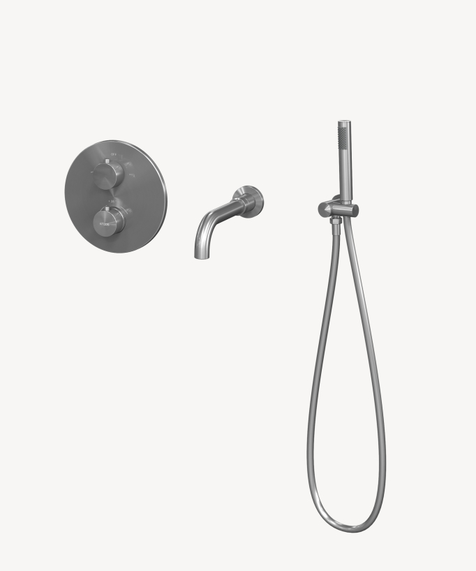 Miscelatore termostatico per vasca da incasso Nichel spazzolato - Corbeau - small