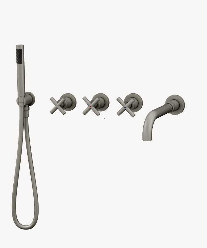 Miscelatore da incasso per vasca 5 fori Nickel spazzolato - Corbeau