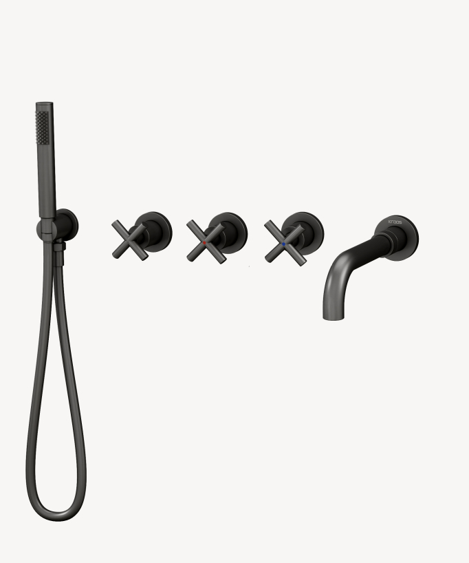 Miscelatore da incasso per vasca 5 fori Gun metal - Corbeau