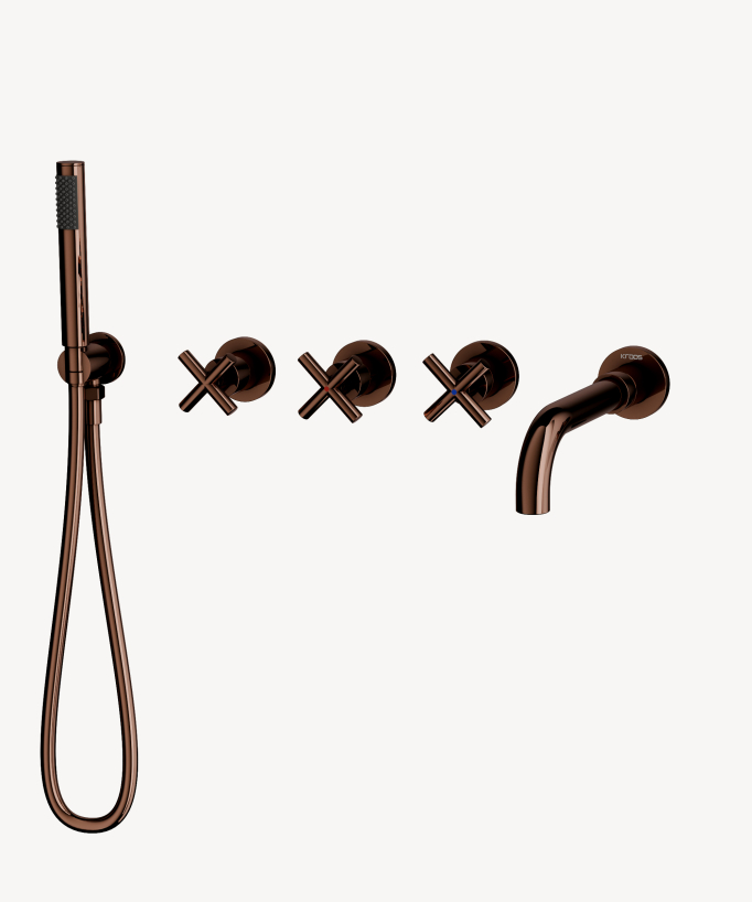 Miscelatore da incasso per vasca 5 fori Oro rosa - Corbeau