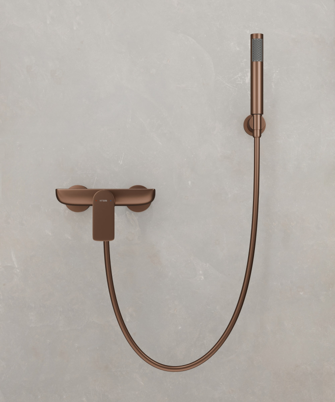 Miscelatore doccia a parete oro rosa spazzolato – Nunki - small