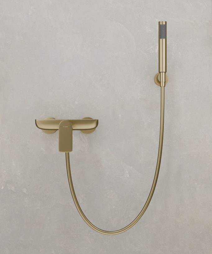 Miscelatore doccia a parete dorato spazzolato – Nunki - small