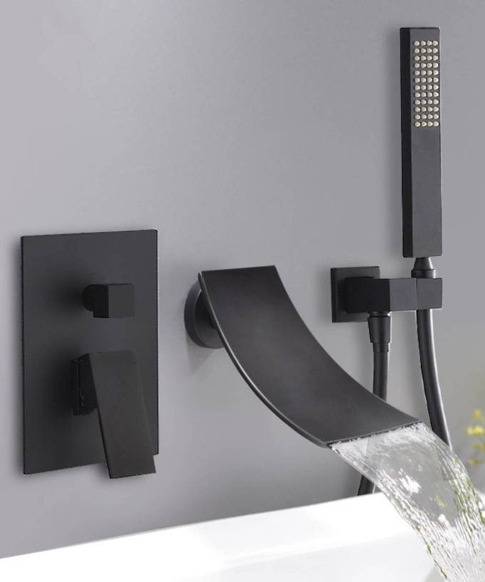 Rubinetto miscelatore per vasca-doccia da incasso Nero - Matera