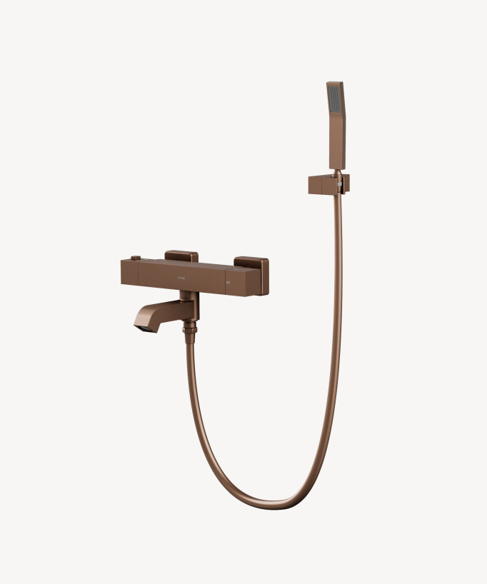 Miscelatore termostatico per vasca a muro Oro rosa spazzolato - Sirius - small