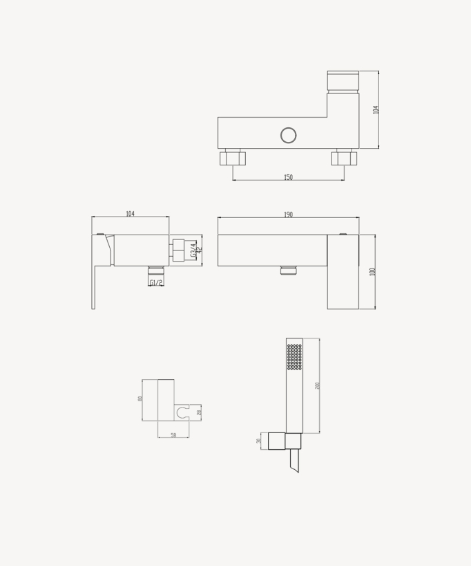 Miscelatore doccia a parete Oro rosa spazzolato - Sirius