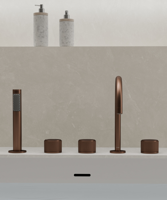 Miscelatore bordo vasca Rosa oro spazzolato - Leros