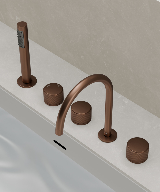 Miscelatore bordo vasca Rosa oro spazzolato - Leros