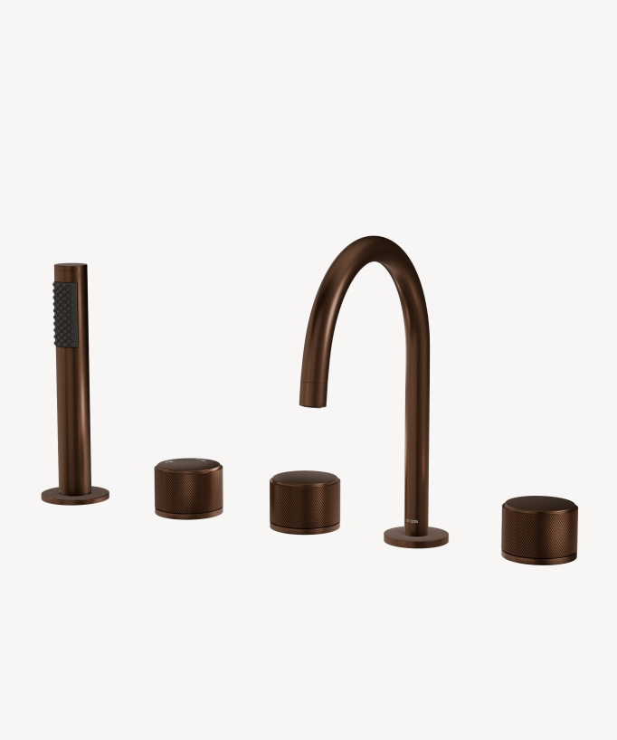 Miscelatore bordo vasca Rosa oro spazzolato - Leros