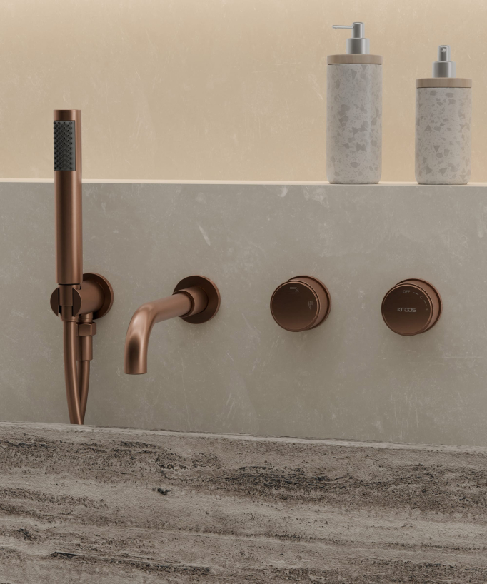 Miscelatore vasca incasso Rosa oro spazzolato - Leros