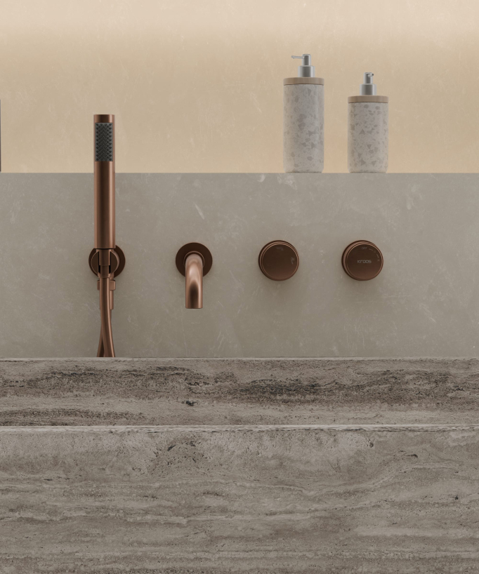 Miscelatore vasca incasso Rosa oro spazzolato - Leros