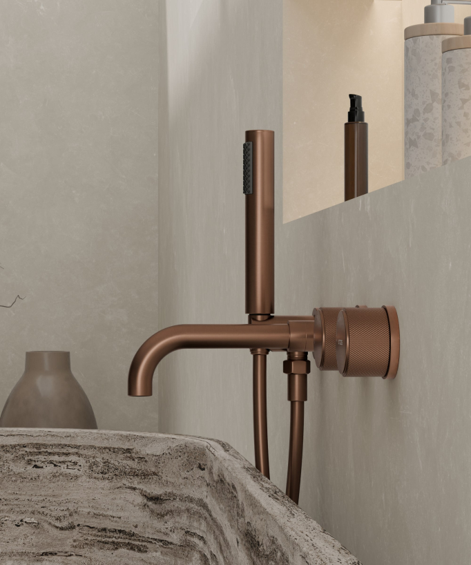 Miscelatore vasca incasso Rosa oro spazzolato - Leros