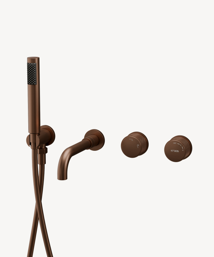 Miscelatore vasca incasso Rosa oro spazzolato - Leros