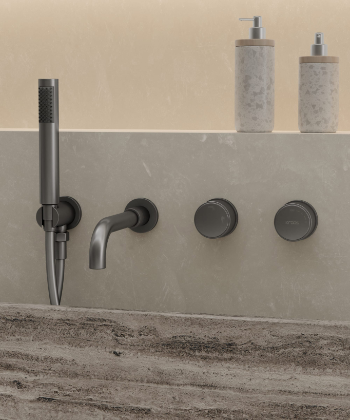 Miscelatore vasca incasso Gun metal - Leros