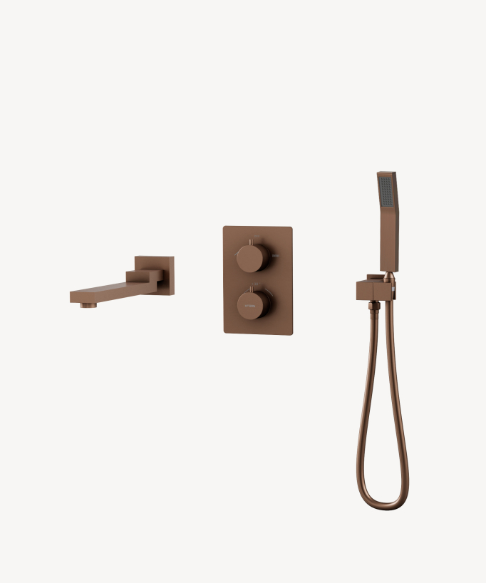 Miscelatore termostatico incasso vasca-doccia Rosa oro spazzolato - Sirius