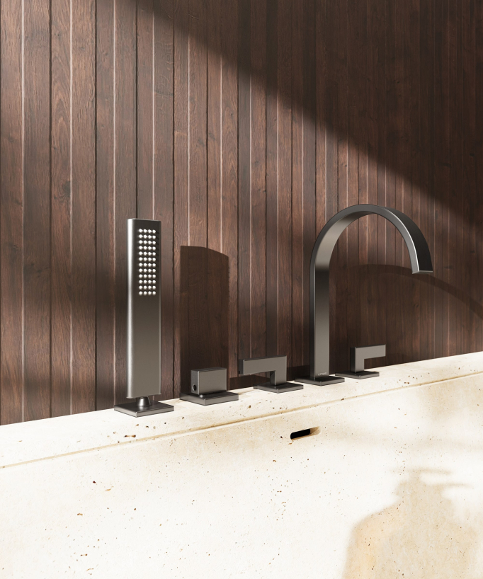 Miscelatore bordo vasca 5 fori Gun metal - Fiumina
