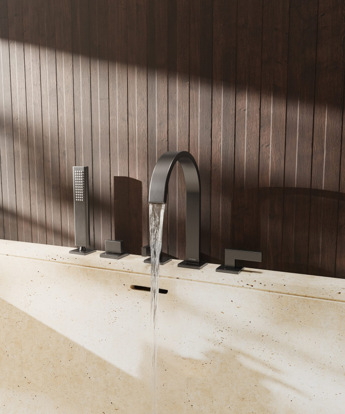 Miscelatore bordo vasca 5 fori Gun metal - Fiumina