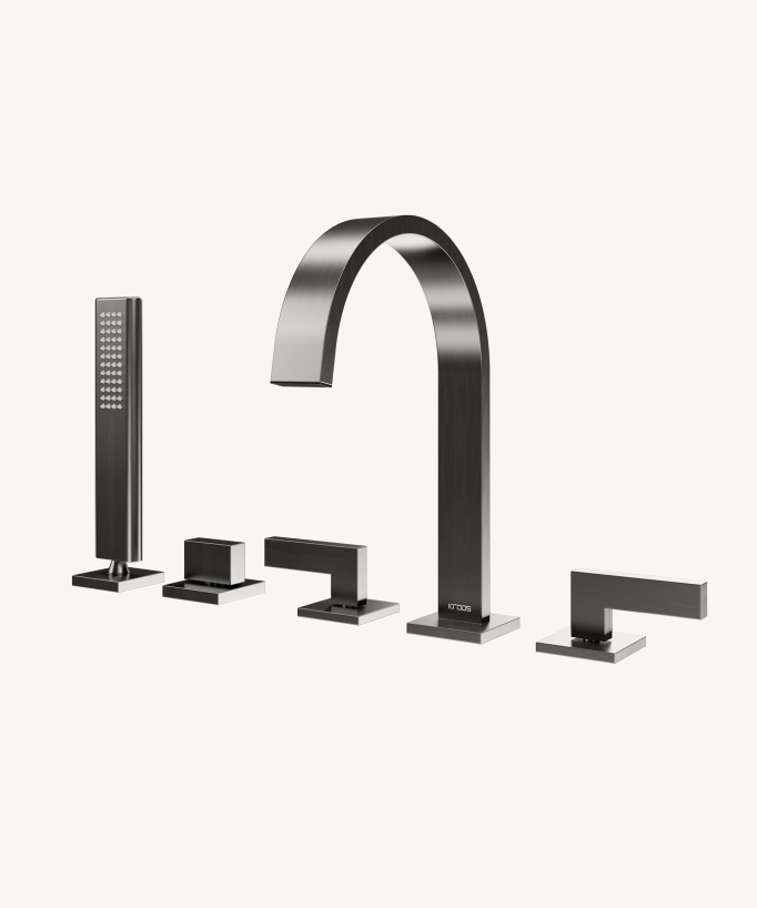 Miscelatore bordo vasca 5 fori Gun metal - Fiumina