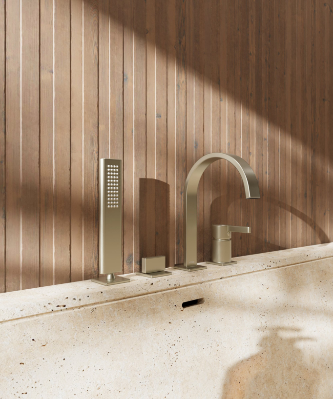 Rubinetto bordo vasca 4 fori Dorato spazzolato - Fiumina