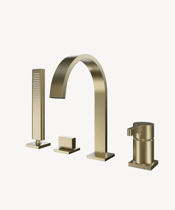 Rubinetto bordo vasca 4 fori Dorato spazzolato - Fiumina