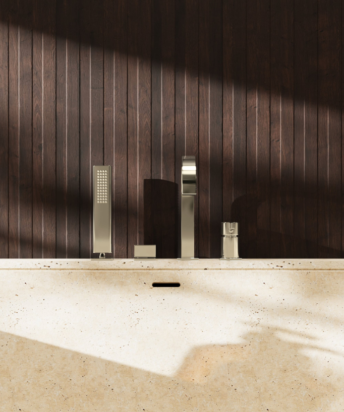 Rubinetto bordo vasca 4 fori Champagne - Fiumina