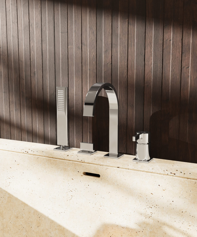 Rubinetto bordo vasca 4 fori Cromato - Fiumina