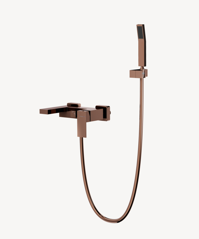 Miscelatore vasca-doccia a parete oro rosa - Sirius - small