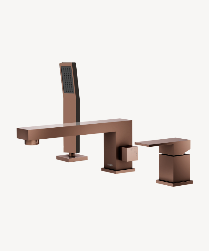 Miscelatore vasca-doccia 3 fori da appoggio oro rosa - Sirius - small