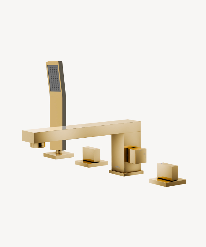 Rubinetto miscelatore vasca-doccia 4 fori da appoggio dorato - Sirius - small
