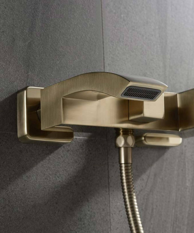 Miscelatore per vasca da bagno a parete in oro spazzolato - Deneb