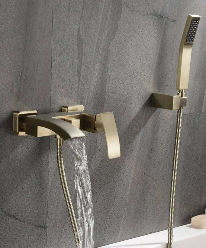 Miscelatore per vasca da bagno a parete in oro spazzolato - Deneb