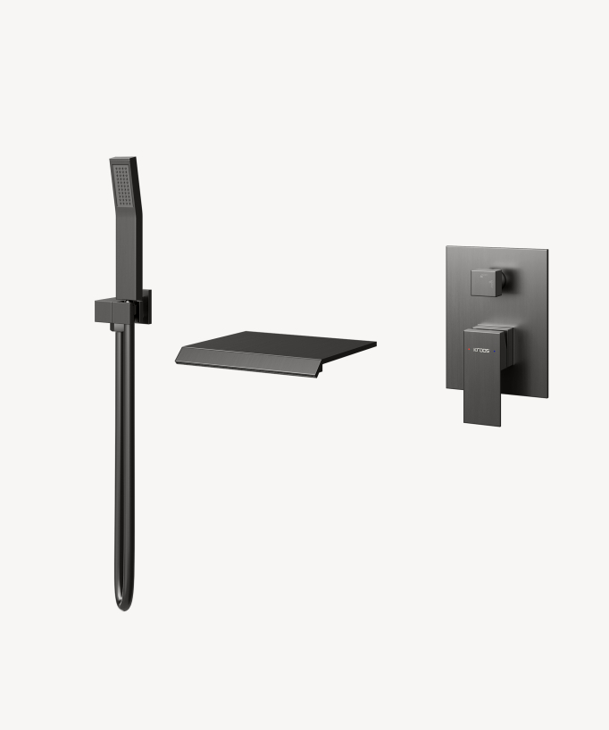Miscelatore a cascata bagno-doccia ad incasso Gun metal - Sirius